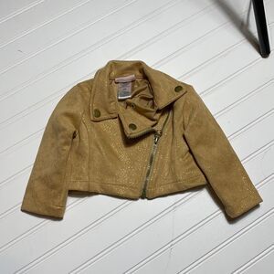 Little Lass Baby Girl Gold Sparkle Moto Jacket 12 Months